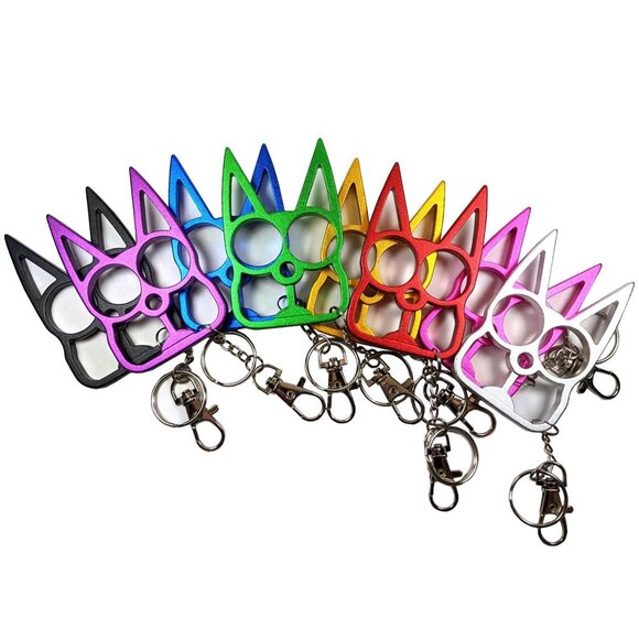 Cat Knuckle Keychain - 8 Pack Multicolor Rainbow Self Defense Rings - Picture 1 of 1